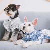 Touchdog 'I love Poochi' Classical Fashion Plaid Dog Dress - Blue - Large