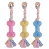 Dog Chews Toy with Cotton Rope Natural Rubber Toys Cleans Molars - pink