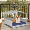 Wicker Dog House with Waterproof Roof and Washable Cushion Cover - Navy