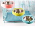 Stainless steel pet bowl hanging bowl tableware overturn proof dog bowl dog bowl cat bowl feeder - Large green