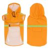 Pet raincoat for large and small dog; PU waterproof big dog raincoat; outdoor reflective dog raincoat - orange - S