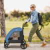 4 Wheels Extra Large Dog Stroller Foldable Pet Stroller with Dual Entry - Blue