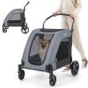 4 Wheels Extra Large Dog Stroller Foldable Pet Stroller with Dual Entry - Gray