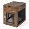 2-In-1 Dog House with Drawer and Wired Wireless Charging - Rustic Brown