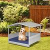 Wicker Dog House with Waterproof Roof and Washable Cushion Cover - Navy