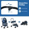 Double Pet Stroller Foldable 3-in-1 Dog Stroller with 2 Detachable Carriers - Blue