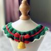 Green Red Handmade Crochet Cat Collar Cute Knitted Knotbow Dog Christmas Jingle Bell Necklace Pet Scarf Bib - Default