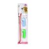 Two Headed Dog Toothbrush Set Canine Dental Hygiene Brush with 2 Finger Brushes Soft Bristles - red