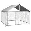 Outdoor Dog Kennel with Roof 78.7"x78.7"x59.1" - Silver