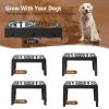 Dog Raised Bowls with 6 Adjustable Heights Stainless Steel Elevated Dog Bowls Foldable Double Bowl Dog Feeder for Small Medium Large Size Dog - Black