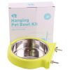 Stainless steel pet bowl hanging bowl tableware overturn proof dog bowl dog bowl cat bowl feeder - Large green