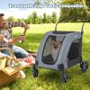 4 Wheels Extra Large Dog Stroller Foldable Pet Stroller with Dual Entry - Gray