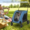 4 Wheels Extra Large Dog Stroller Foldable Pet Stroller with Dual Entry - Blue