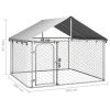 Outdoor Dog Kennel with Roof 78.7"x78.7"x59.1" - Silver