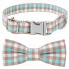 Plaid Dog Collar with Bow Pet Gift Adjustable Soft and Comfy Bowtie Collars for Small Medium Large Dogs - Style 5 - XS 1.0x30cm