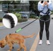 Hands Free Dog Leash with Zipper Pouch; Dual Padded Handles and Durable Bungee for Walking; Jogging and Running Your Dog - Blue suit - 2.5*122CM