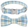 Plaid Dog Collar with Bow Pet Gift Adjustable Soft and Comfy Bowtie Collars for Small Medium Large Dogs - Style 5 - S 2.0x40cm