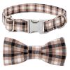 Plaid Dog Collar with Bow Pet Gift Adjustable Soft and Comfy Bowtie Collars for Small Medium Large Dogs - Style 4 - M 2.5x50cm