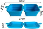 Silicone Collapsible Pet Bowl Double Portable Travel Bowl Equipped with Aluminum Hook Clip - gray