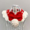 Red Handmade Knitted Cat Dog Collar Pet Crochet Silent Bell Scarf Bib Photography Prop Knotbow Necklace - Default