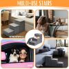 Gray Dog Stairs for High Beds or CouchFoldable Dog Steps With Storage Pet Steps for Small Dogs Medium Dogs Puppy Stairs - Willow Pet Products