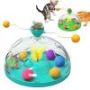 Interactive Cat Toy Ball Pets Cats Puzzle Spinning Track with Plush Balls Feather Teaser Kitten Toys Game Catnip Ball Toy - Yellow