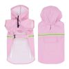 Pet raincoat for large and small dog; PU waterproof big dog raincoat; outdoor reflective dog raincoat - Pink - M