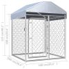 Outdoor Dog Kennel with Roof 39.4"x39.4"x49.2" - Silver