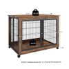 Furniture Style Dog Crate Side Table on Wheels with Double Doors and Lift Top. Rustic Brown, 43.7'' W x 30'' D x 31.1'' H. - as Pic