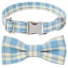 Plaid Dog Collar with Bow Pet Gift Adjustable Soft and Comfy Bowtie Collars for Small Medium Large Dogs - Style 3 - XS 1.0x30cm