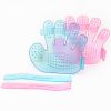 Pet Palm Brush, Hand Shampoo Grooming Bath Massage Glove, Brush Comb Five Finger for Combing and Rubbing Palm Brushed - blue